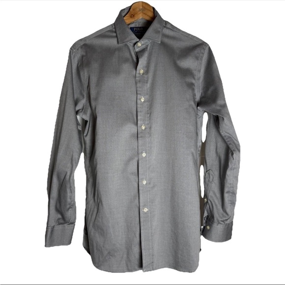 Polo Ralph Lauren Long Sleeve Gray Button Up Shirt Men’s Size 15 32/33 Slim Fit - Picture 1 of 8